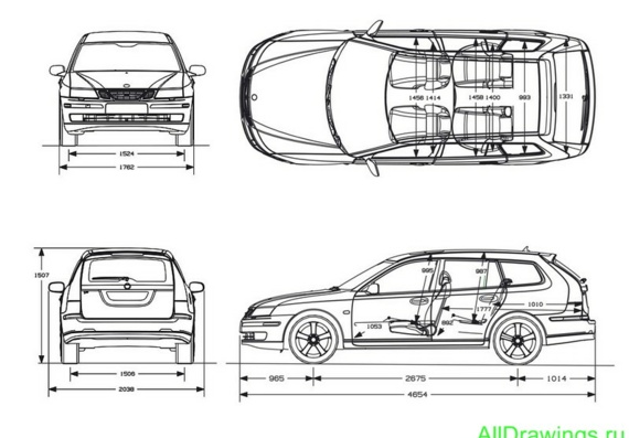 Saab 9-3 Sport Hatch (2006) (Saab 9-3 Sport Hutch (2006)) - drawings (drawings) of the car